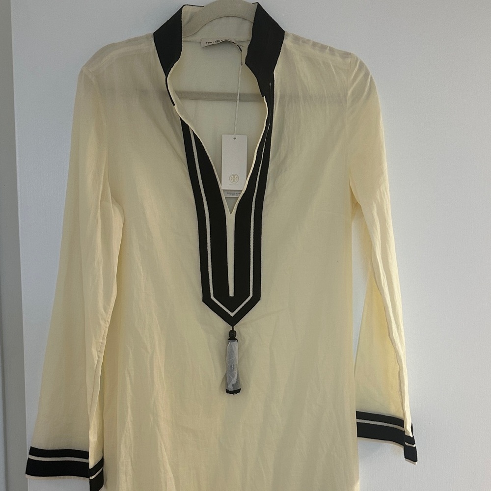 Tory Burch new with tags Cream Tunic with Black Trim